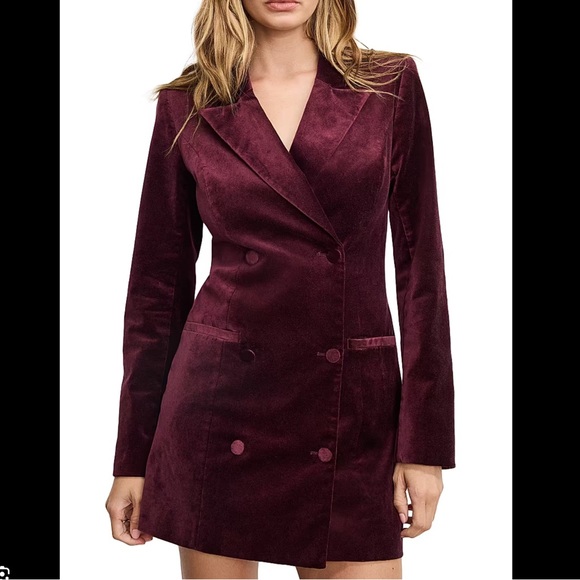 New Good American Purple Exec Stretch Velvet Double Breasted Blazer Mini Dress M - Picture 1 of 13
